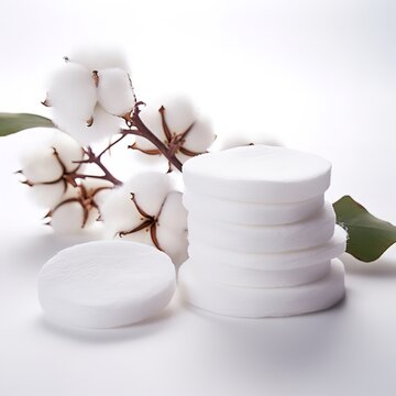 Cotton swabs hygiene products stacked on white background. White Q-tips with soft cotton tips for medical and beauty use in clean minimalist setting.