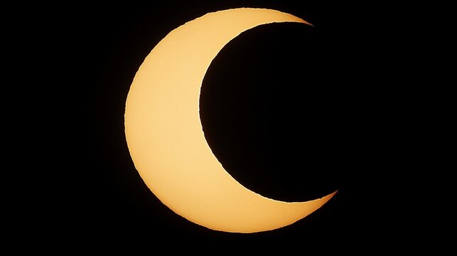 Partial solar eclipse, daytime sky, crescent sun, astronomy, science education