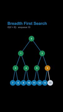 Breadth First Search Graph Traversal Labeled Animated Overlay Alpha 4K Vertical 9x16 Light