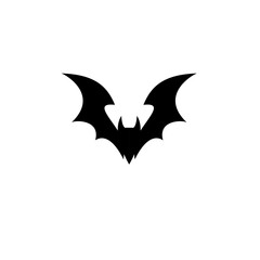 Fototapeta premium Black Bat Silhouette Flying Halloween Symbol Icon on White Background
