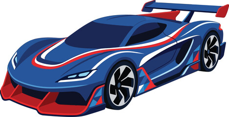 Fototapeta premium Futuristic race car on transparent background isometric.