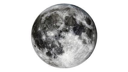 Detailed full moon with craters and maria, isolated on transparent background © Sorin