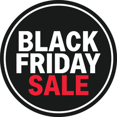 Naklejka premium Black friday sale round black badge sticker design for retail promotion circle icon