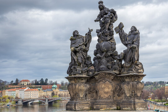 Statues of Madonna, Saint Dominic and Thomas Aquinas on Charles Bridge, Prague