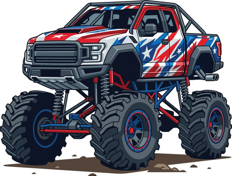 Monster truck monster jam vector vehicle design ai.