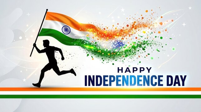Indian independence day 15 august celebration runner with flag patriotic vector graphic