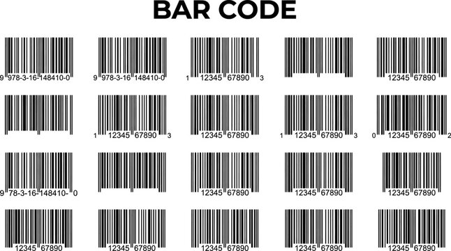 Barcode vector set, product scan code collection for retail packaging and inventory label design