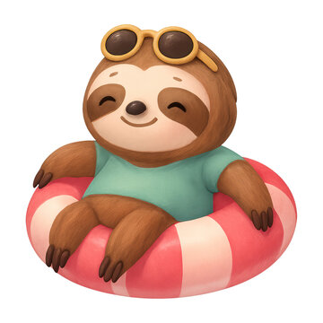 PNG Cute sloth relaxing pool float