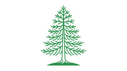 Obraz premium Simple green pine tree illustration on white background