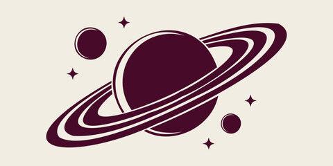 Abstract Planet Illustration with Saturn Ring Design © Habibur