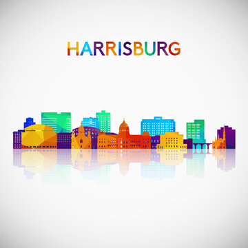 Harrisburg skyline silhouette in colorful geometric style. Symbol for your design. Vector illustration.