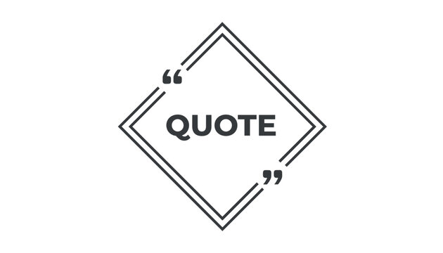 Simple diamond shaped quote template with double quotation marks and black placeholder text on a white background.