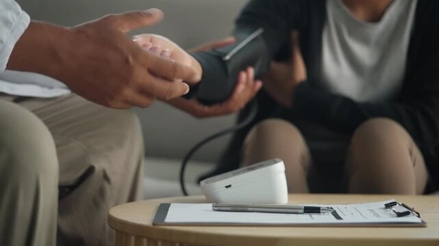 Doctor Measuring Patient Blood Pressure During Medical Consultation