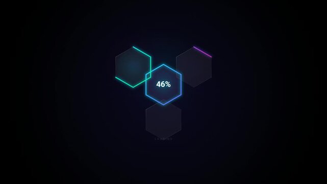 Futuristic Hexagonal Loading Bar Animation for Digital Data Interface Design