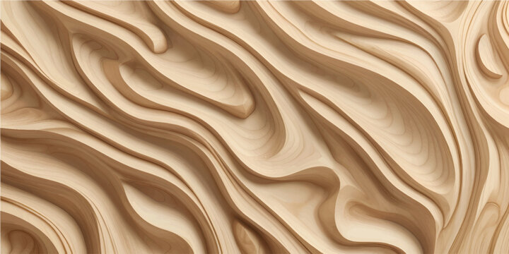 Seamless golden silk wood texture background with soft flowing satin waves and luxury cream fabric material curves for a smooth decorative backdrop pattern