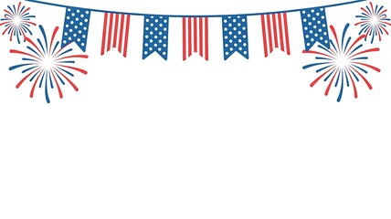 Obraz premium American patriotic banner with flags fireworks and festive celebration background