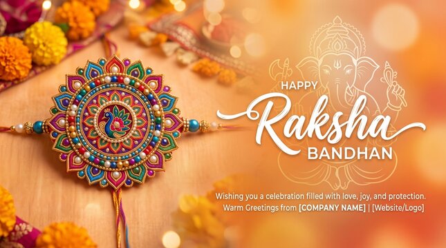 Happy Raksha Bandhan Concept with Beautiful Rakhis Hang