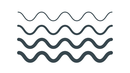 Naklejka premium Four horizontal wavy lines with varying stroke thickness arranged in a simple clean graphic pattern