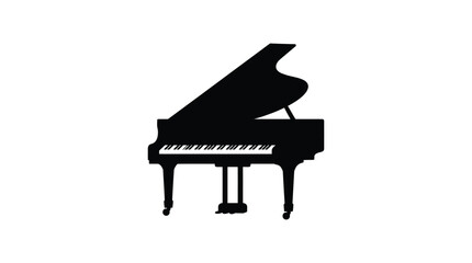 Grand Piano Silhouette On White Background Musical Instrument Design © sahidabegum