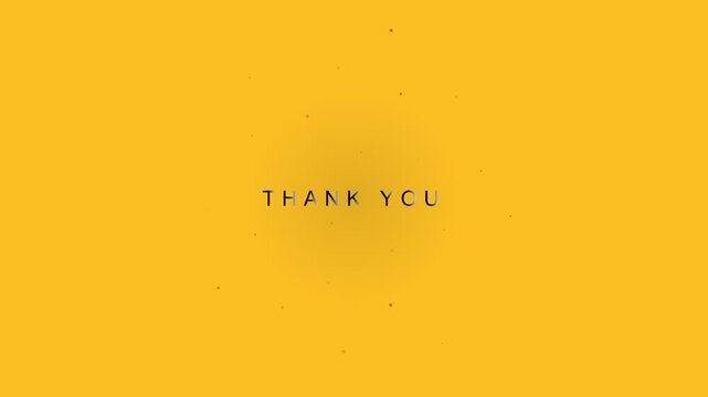 Thank you text animation displayed on a vibrant yellow gradient background with subtle floating particles in motion video clip