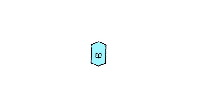 Blue shield icon with a book symbol representing knowledge and protection for educational digital motion graphics or animation video projects