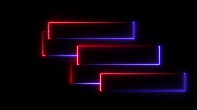 Glowing pink neon three frames HUD line annotation animation on black background 4K video.