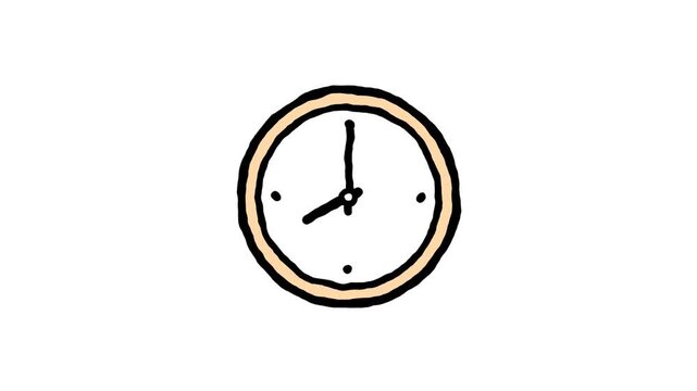 Simple wall clock illustration showing time movement in this creative animated motion video clip for your modern digital media projects