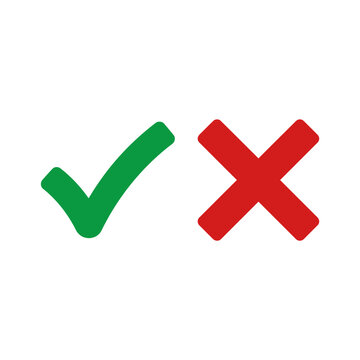 Green checkmark and red cross symbolizing correct and wrong answers