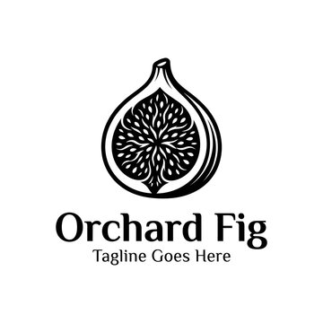 Detailed fig emblem for organic food branding.