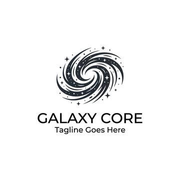 Swirling celestial vortex logo for science and space exploration. Suggests movement, expansion, and digital connectivity.