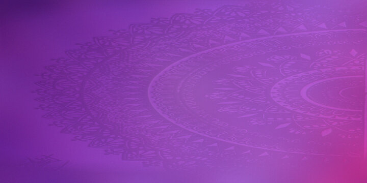 Purple mandala pattern background with intricate circular artistic elements for design.
