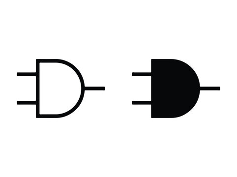 Electronic Logic Gate Symbols and Gate Black White Outline and Fill