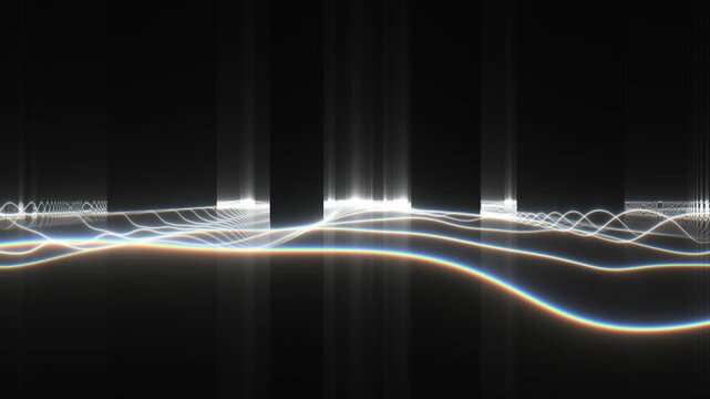 光の波が広がる抽象的なデジタル空間