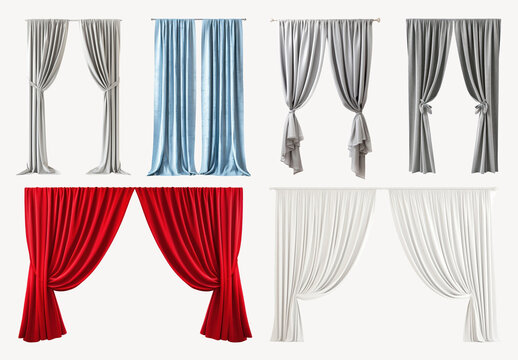 Elegant Draped Curtains Element Set