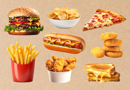 Delicious Fast Food Variety Element Design Set