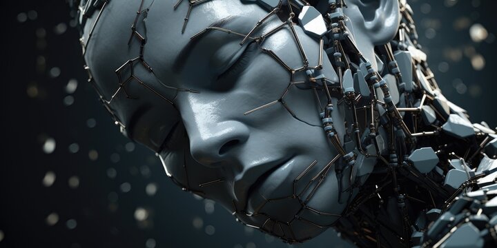 Futuristic humanoid robot with a serene expression