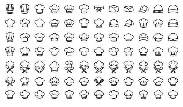 chef, hat, outline, toque, baker, kitchen, cook, restaurant, cafe, culinary, pastry, catering, cap, cooking, editable, stroke, icon, vector, ui, collection, isolated, minimal, design, hospitality, foo