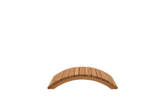 Wooden arch bridge forming a symbolic connection or pathway, isolated with a transparent background