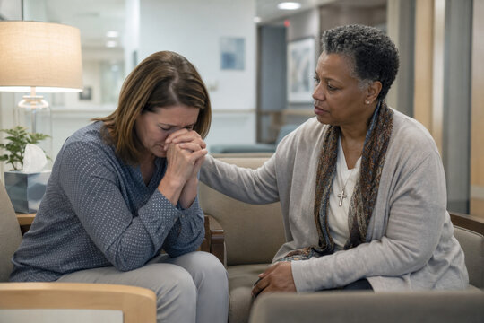 Pastoral Counselor Comforting Distressed Woman