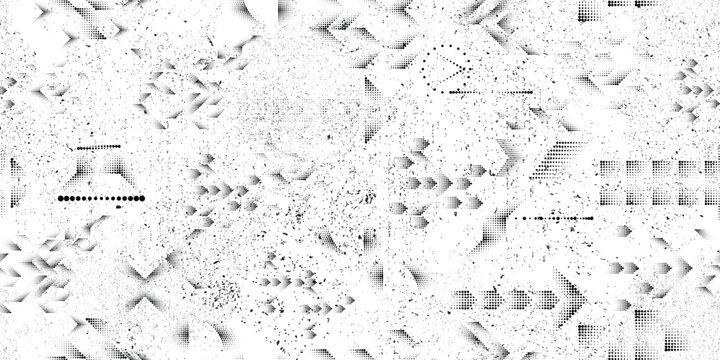 Speckled and dotted texture . Halftone dots seamless pattern . Grange shapes .Grunge distress . Vector shapes with half tone dots .Screen print endless pattern