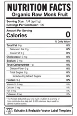 Fototapeta premium nutrition facts vector label template for organic raw monk fruit