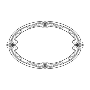 Vintage Oval Frame with Elegant Scrollwork and Floral Accents Vector Illustration for Wedding Invitation
