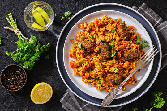 Hearty American Greek Giouvetsi Beef Rice plate