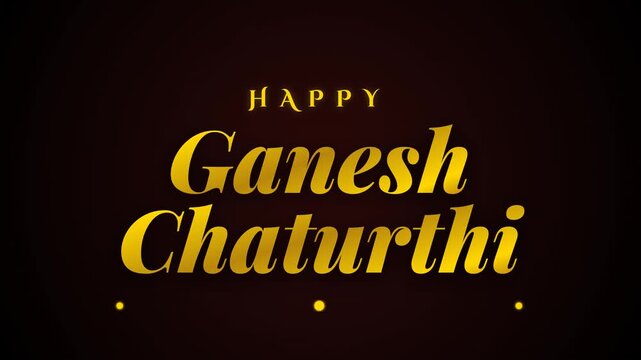 Elegant Happy Ganesh Chaturthi Greeting Card with Golden Typography on Dark Maroon Background for Hindu Festival Celebration