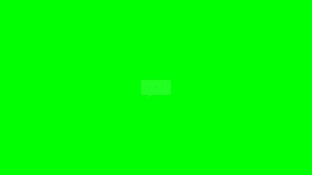 White Speech Bubble with Three Dots Typing Indicator Icon Isolated on Green Screen Background for Video Production and UI Design