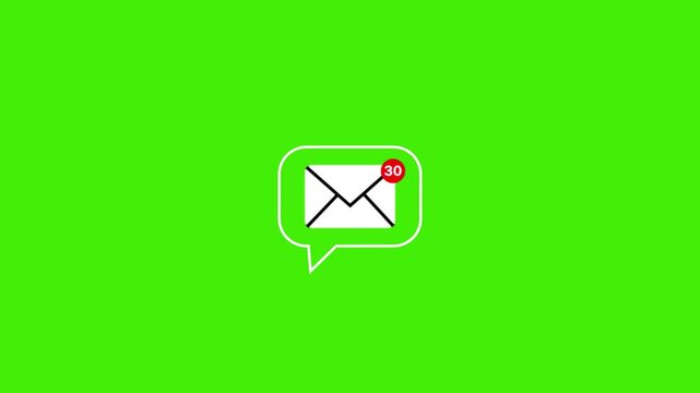 New Email Notification Icon with Unread Messages Alert on green Background.