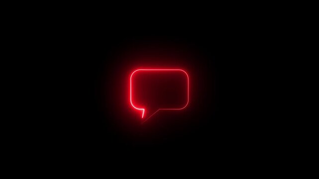 Glowing neon color message box icon conversation notice message icon animation.Neon text message icon.