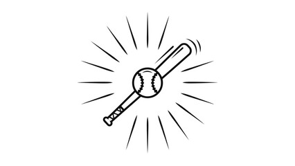 Dynamic illustration of a baseball bat hitting a baseball with radiating lines suggesting action and impact © Saddam StudioX
