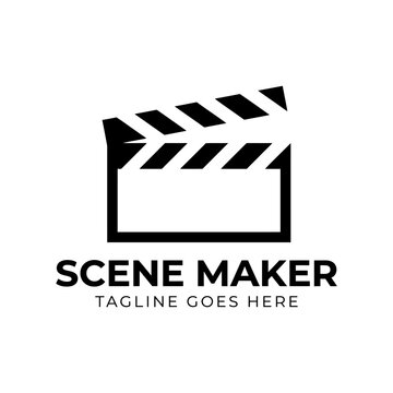Cinema slate silhouette for film studios, video creators, or entertainment.