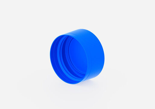 Single blue ribbed bottle cap studio shot